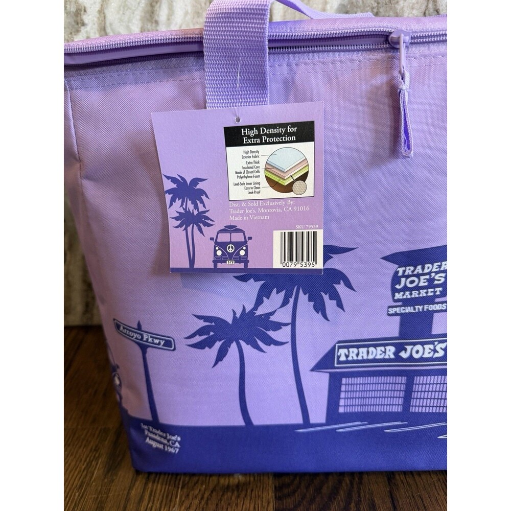 Trader Joe's Cooler Bag Purple Pain Large Insulated NEW 8 gal Ships Quick Free - Picture 9 of 9